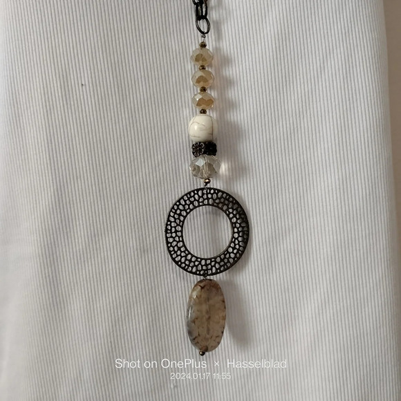 Opera Style Boho Pendant Gemstone Bead Adjustable Necklace - Picture 6 of 8